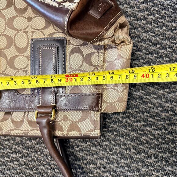 Coach Hampton Turnlock Shoulder Handbag w/Signature Brown Leather Canvas 15”x11” - Picture 16 of 16